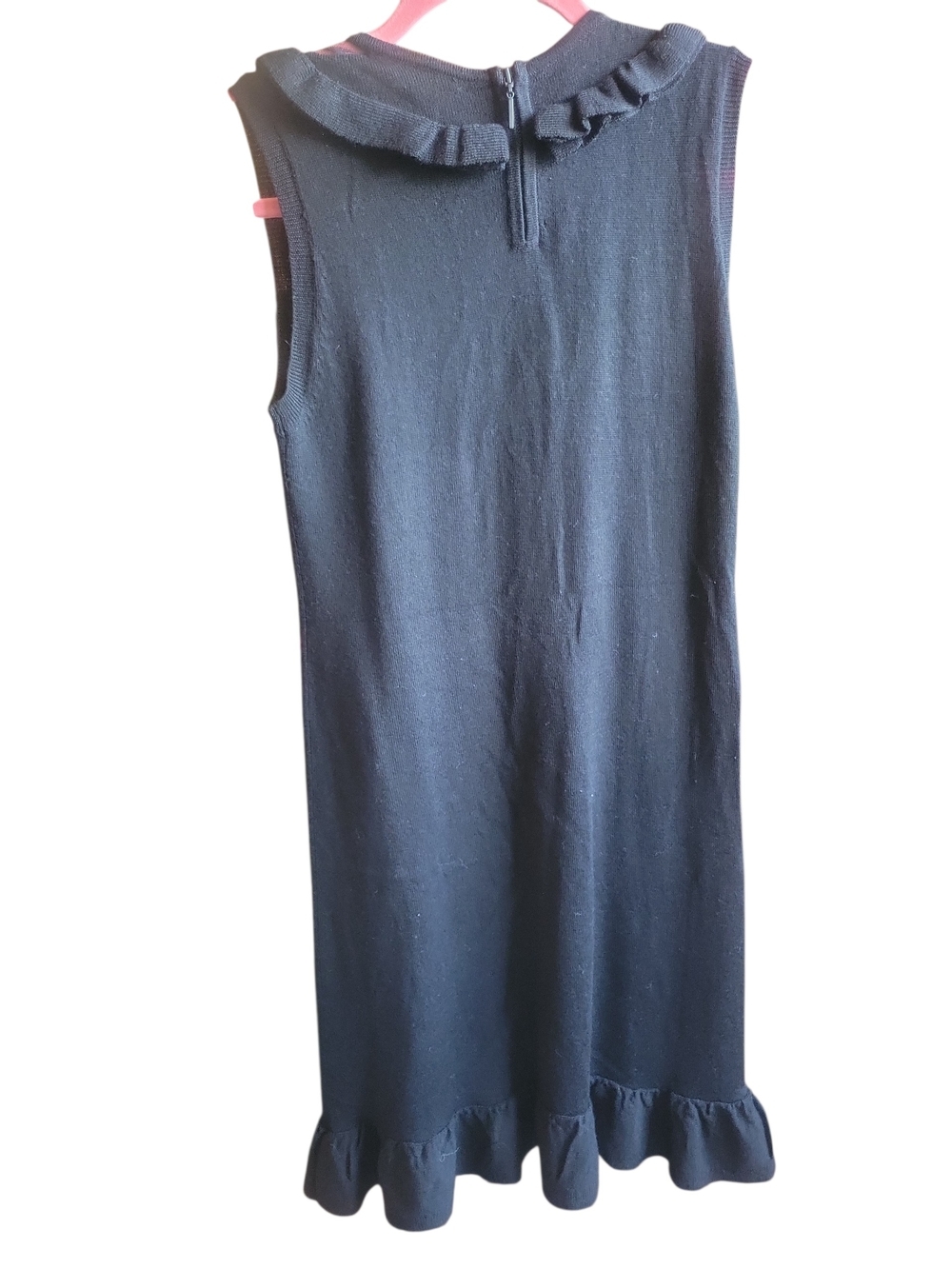 Nanette Lepore Black Dress with Faux Pearl Necklace Detail 100% Wool - Picture 2 of 12